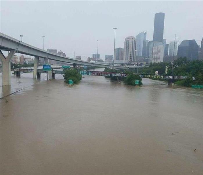 Flooded highways and bridges